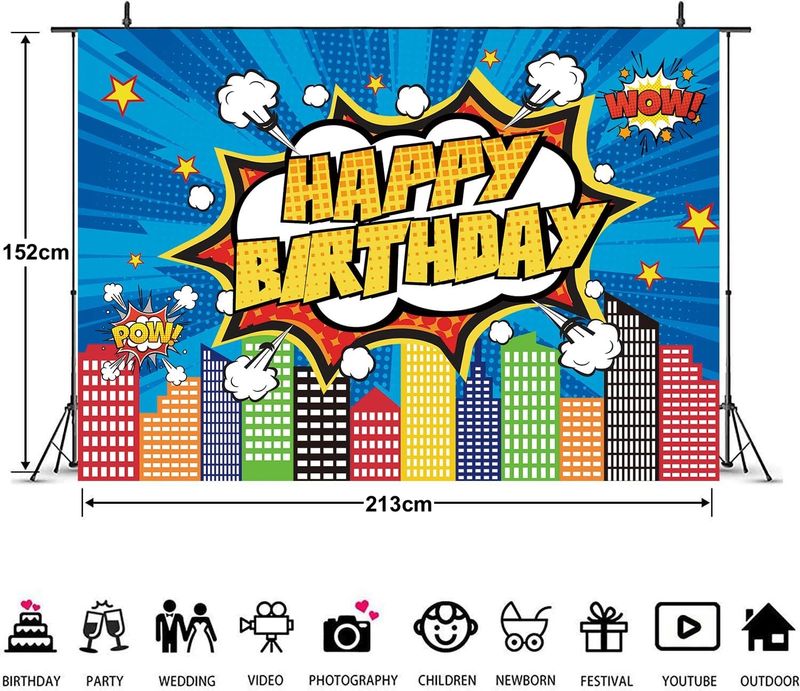 Telón de fondo Happy Birthday estilo cómic