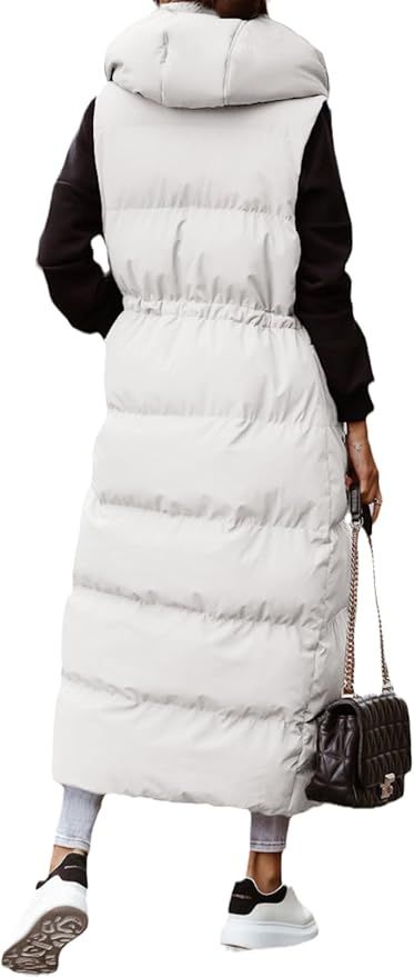 Chaleco Largo Acolchado con Capucha Talla M