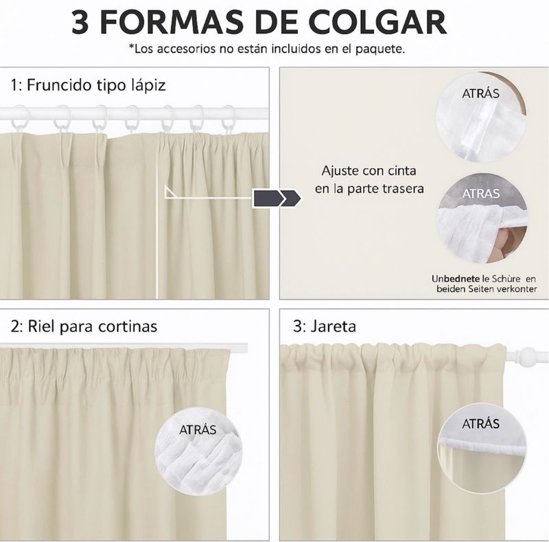 Cortinas Blackout Beige 2 piezas 140x240cm