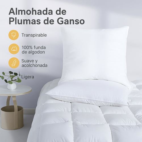 Almohada de Plumón 40x80 cm, Relleno Suave 550g