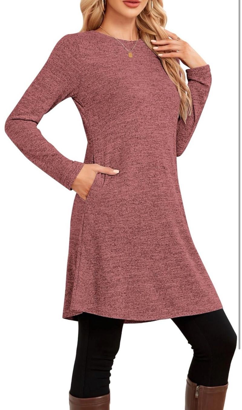 Vestido Jersey de Invierno con Botones y Bolsillos