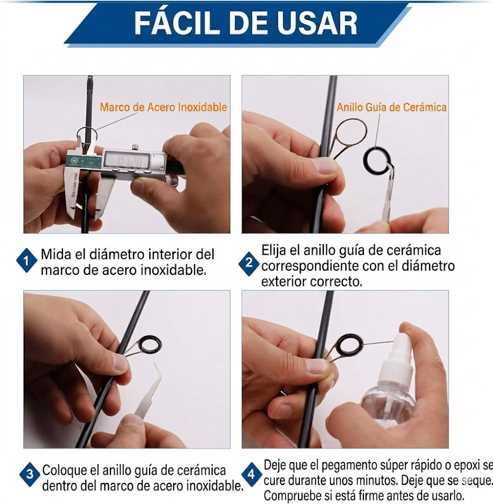Kit de Reparación de Caña de Pescar con Anillos