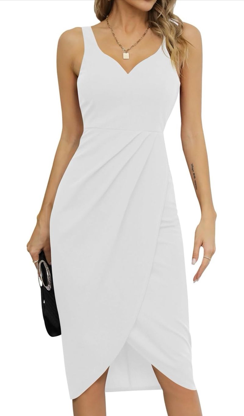 Vestido cóctel elegante Talla XL blanco