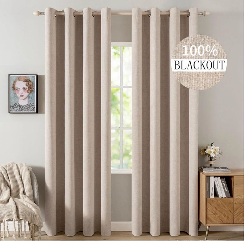 Cortinas Opacas Beige 2*140x225cm