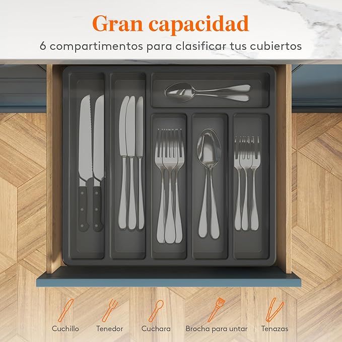 2*Organizador Cubiertos con Tapa 6 Compartimentos
