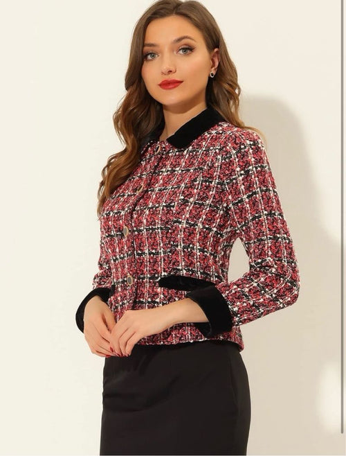Blazer de Tweed Elegante Talla M