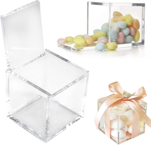 50 Cajas Plexiglás Transparentes 5x5cm