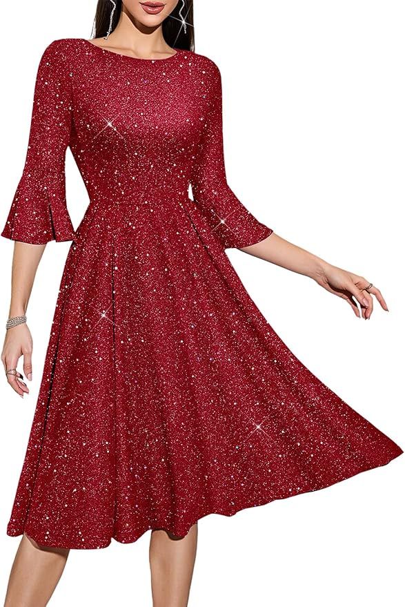 Vestido fiesta lentejuelas rojo XL