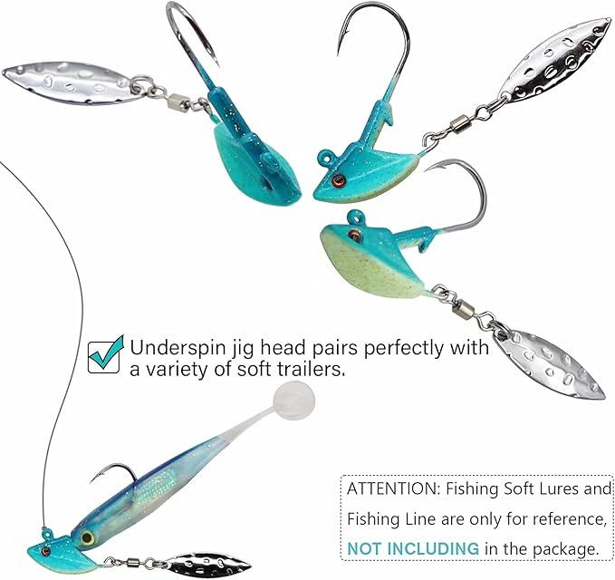 10 Cabezas de Jig Underspin Dovesun 7g