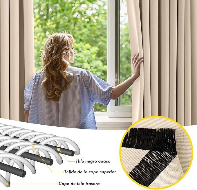 Cortinas Opacas Beige 2*140x225cm