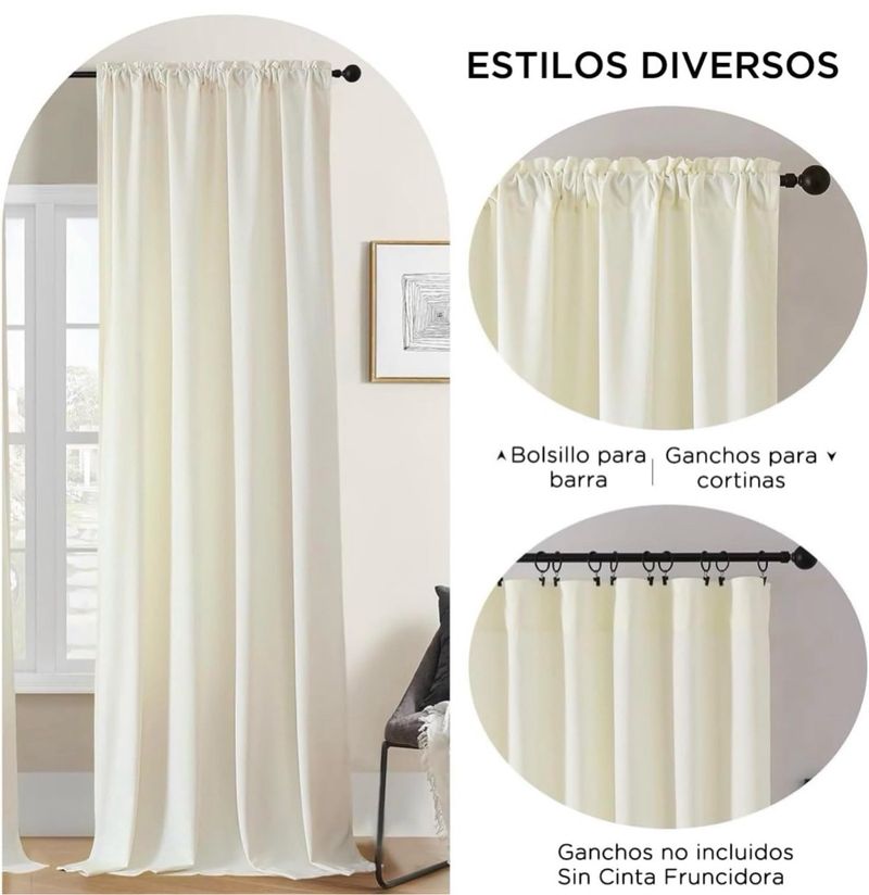Cortinas Terciopelo 2 ud 132*245cm Blanco Marfil