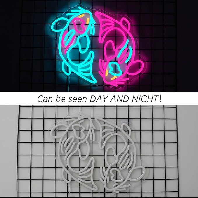 Luz Neon Koi Fish - Decoración Lumínica Doble