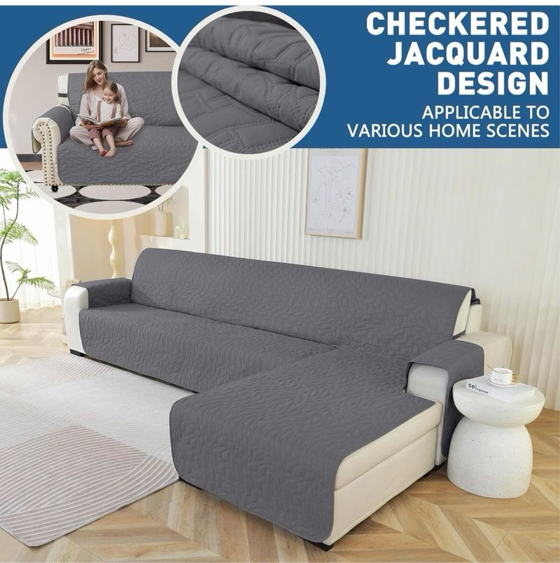 Funda Sofa Chaise Long 3 Plazas Impermeable Gris