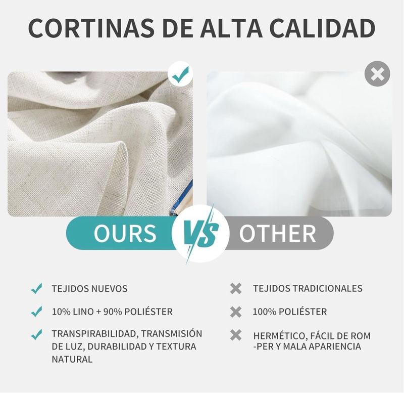 Cortinas de Lino Natural 140x240cm Pack de 2