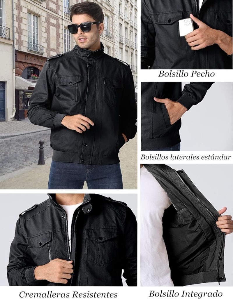 Chaqueta Cargo Hombre 3XL Negro