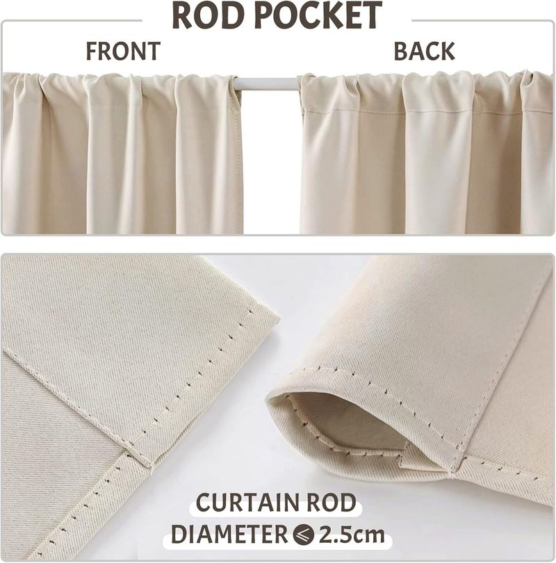 Cortinas Opacas Beige 2*140x225cm