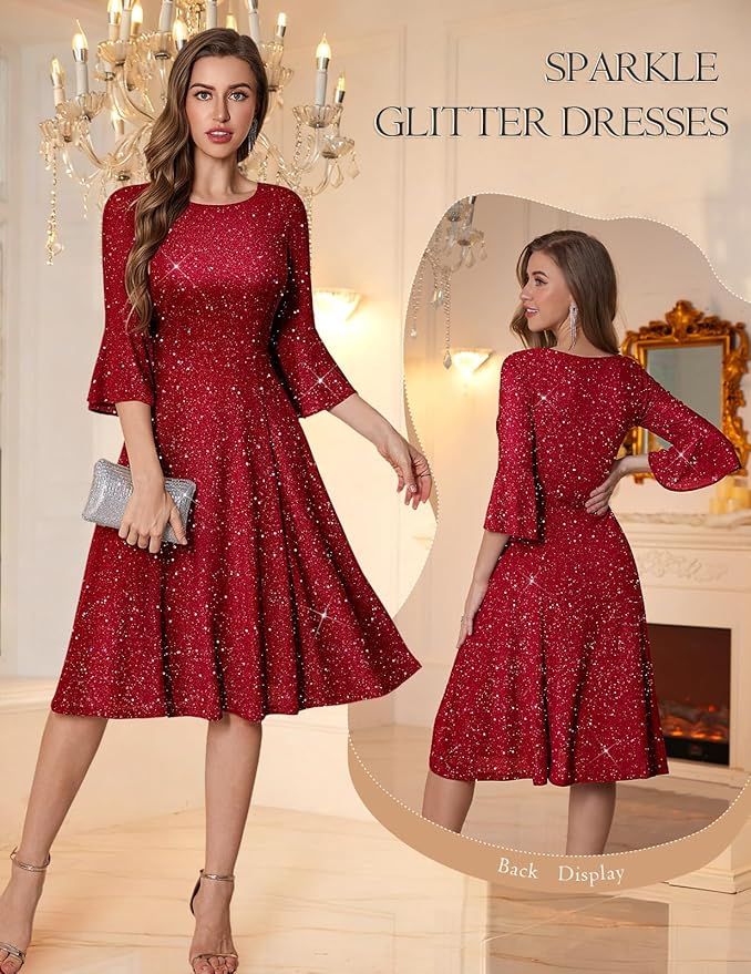 Vestido fiesta lentejuelas rojo XL