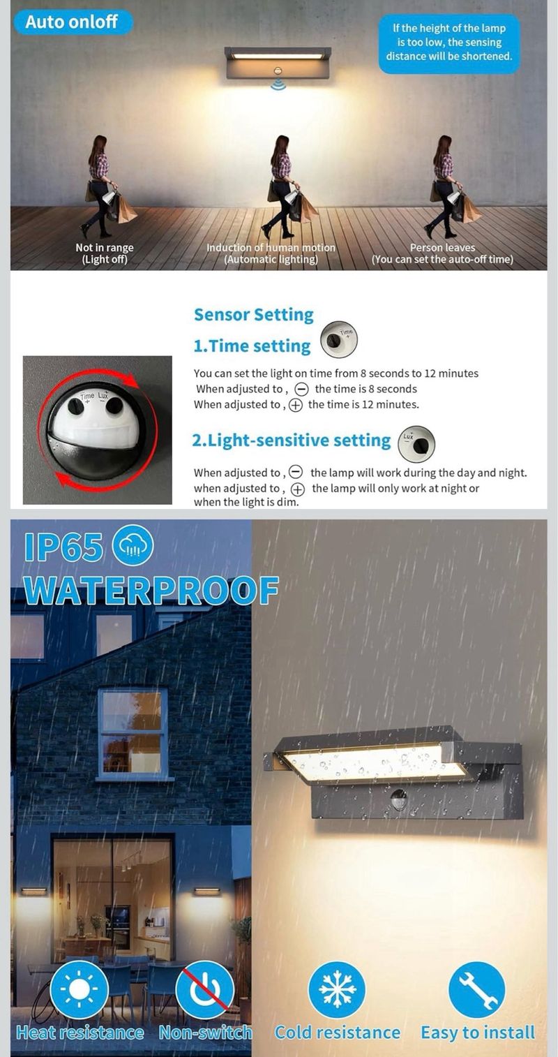 Aplique LED Exterior 36W con Sensor de Movimiento