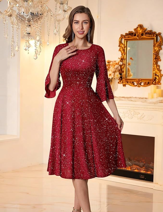 Vestido fiesta lentejuelas rojo XL