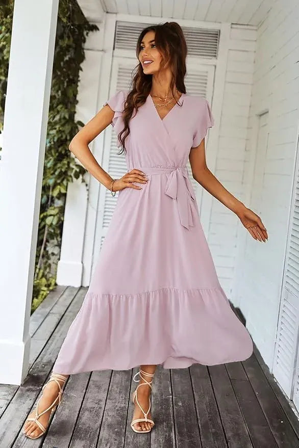 Vestido Bohemio de Verano con Cuello en V Talla M