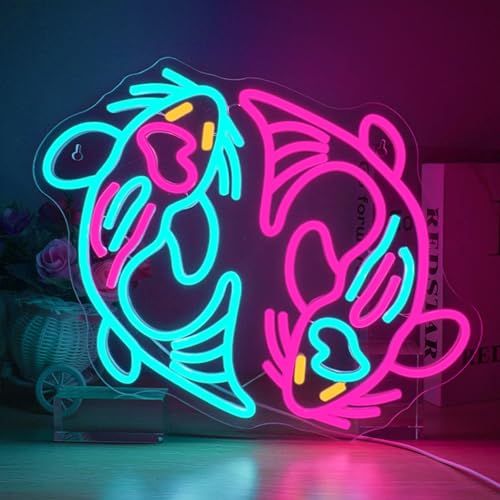 Luz Neon Koi Fish - Decoración Lumínica Doble