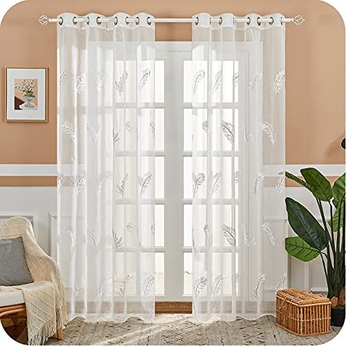 Cortinas Bordadas Plumas 140*225