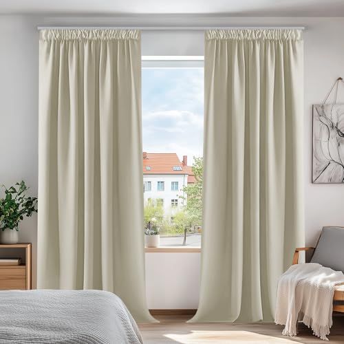 Cortinas Opacas Deconovo - 2*140*240cm Beige Claro