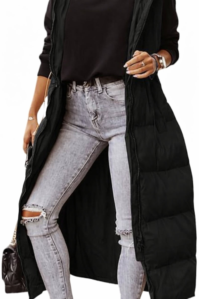 Chaleco acolchado largo mujer negro XL