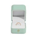 Elegante Caja de Anillo de Cuero Verde Menta
