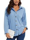 Camisa de Pana de Gran Tamaño para Mujer XL Azul