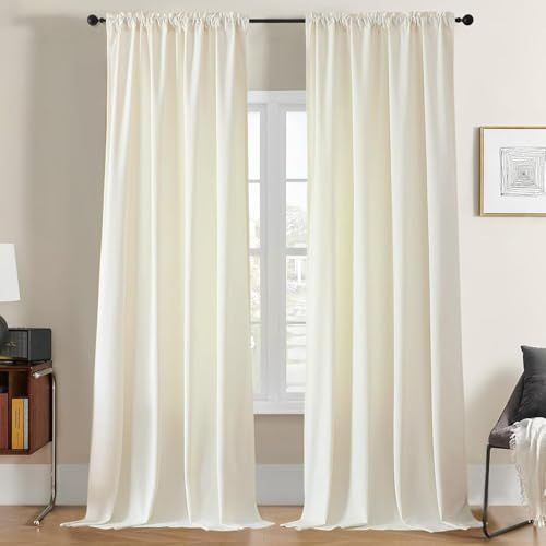 Cortinas Terciopelo 2 ud 132*245cm Blanco Marfil