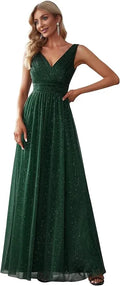 Vestido de Noche Cuello en V Sin Mangas Talla 48