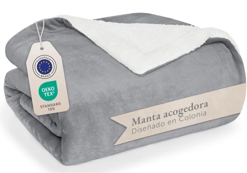 Manta Reversible Sherpa 150x200cm Gris