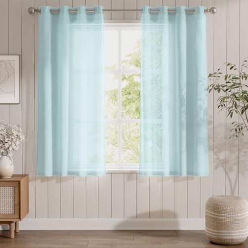 Cortinas de Gasa Transparentes TOPICK - Azul Claro