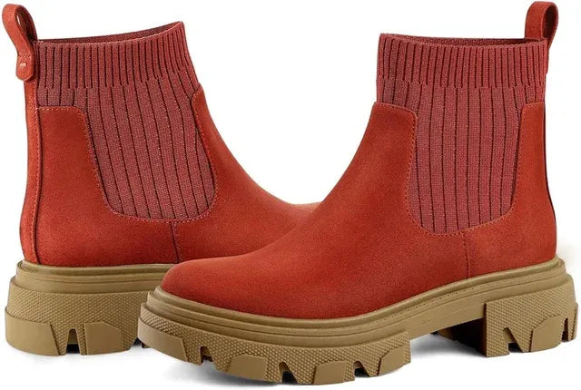 Botines Chelsea Invierno Mujer Rojo