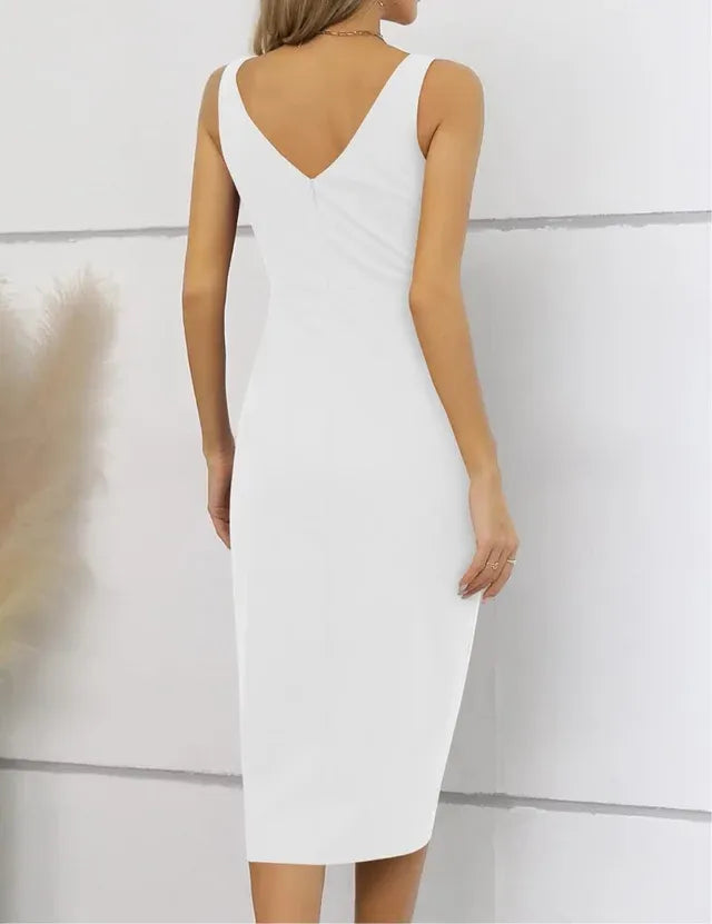 Vestido cóctel elegante Talla XL blanco