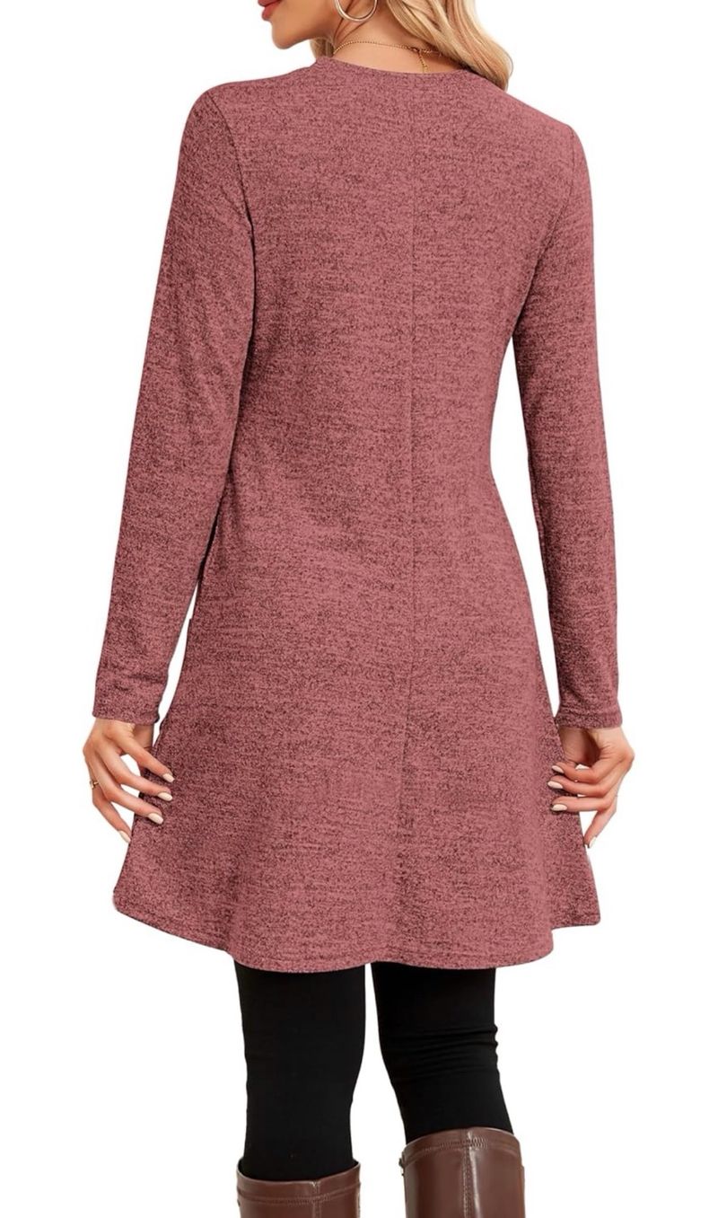 Vestido Jersey de Invierno con Botones y Bolsillos
