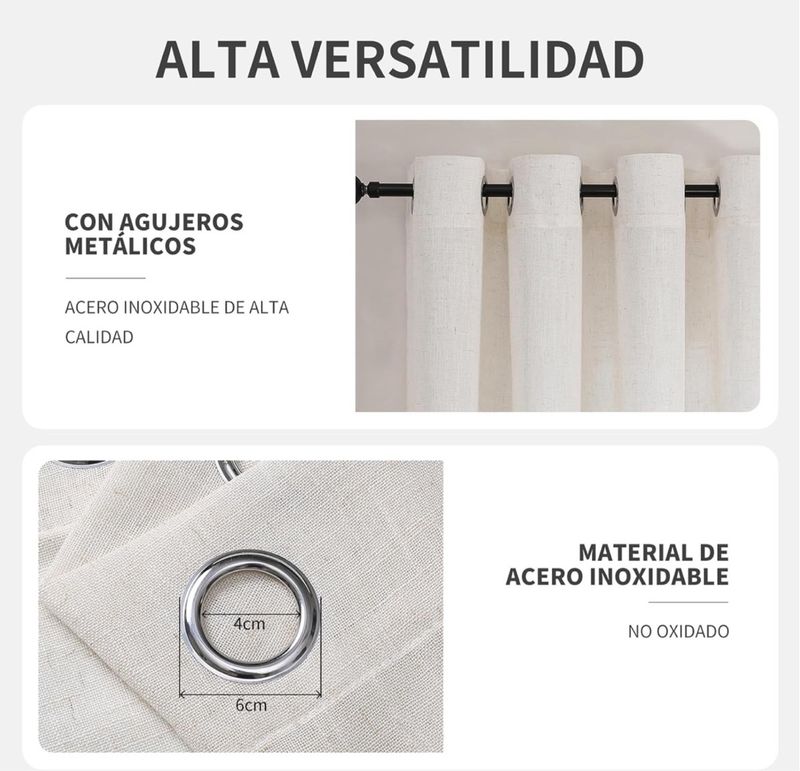 Cortinas de Lino Natural 140x240cm Pack de 2