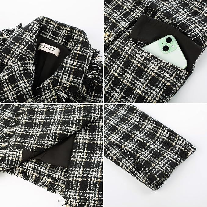 Elegante abrigo cuadros mujer Talla XXL
