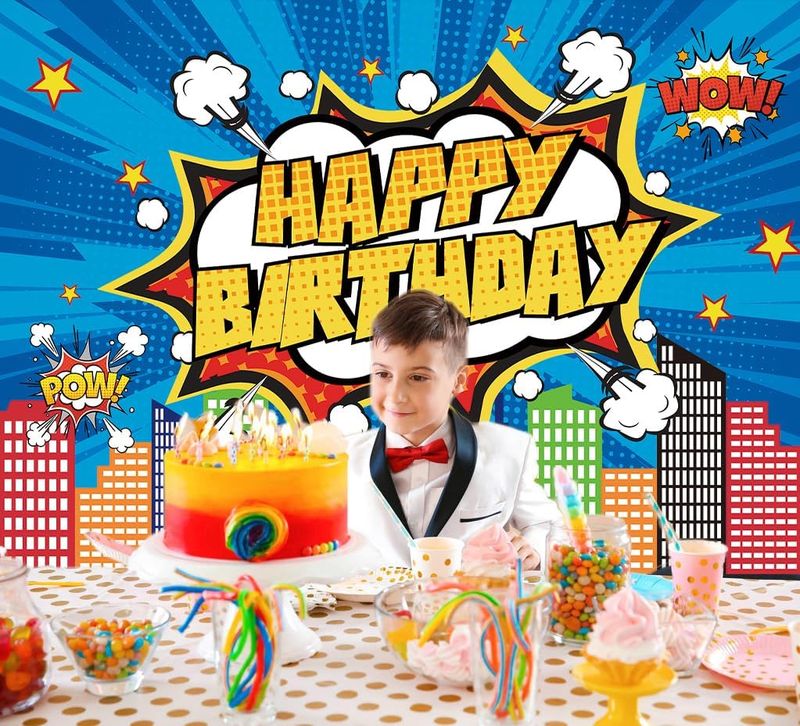 Telón de fondo Happy Birthday estilo cómic