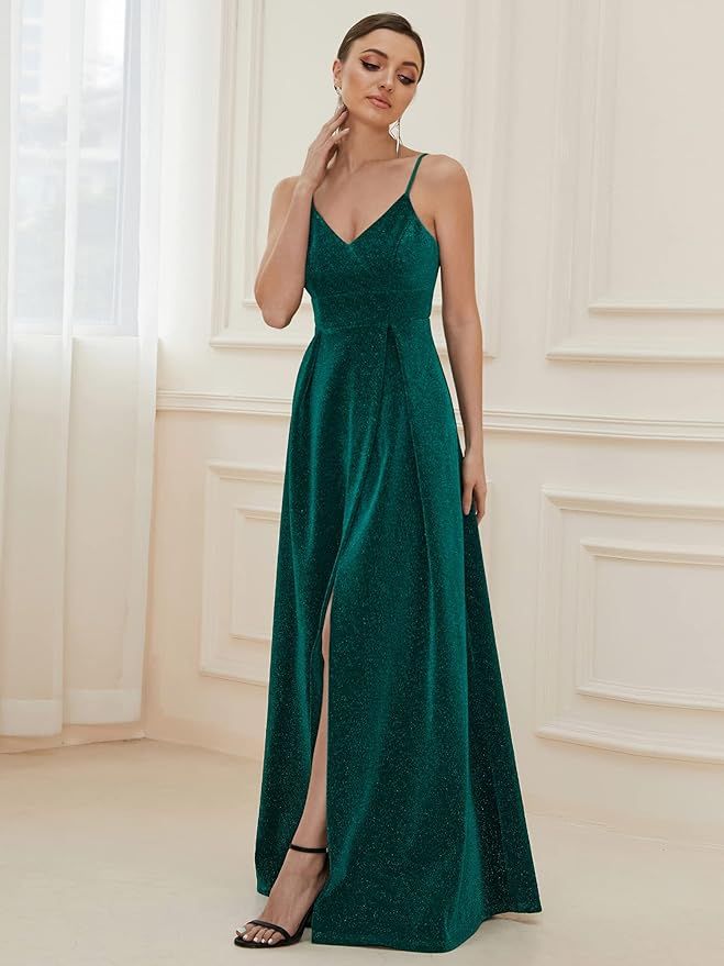 Vestido Largo Elegante Mujer Escote en V Talla 36