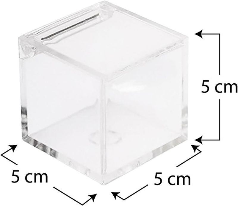 50 Cajas Plexiglás Transparentes 5x5cm