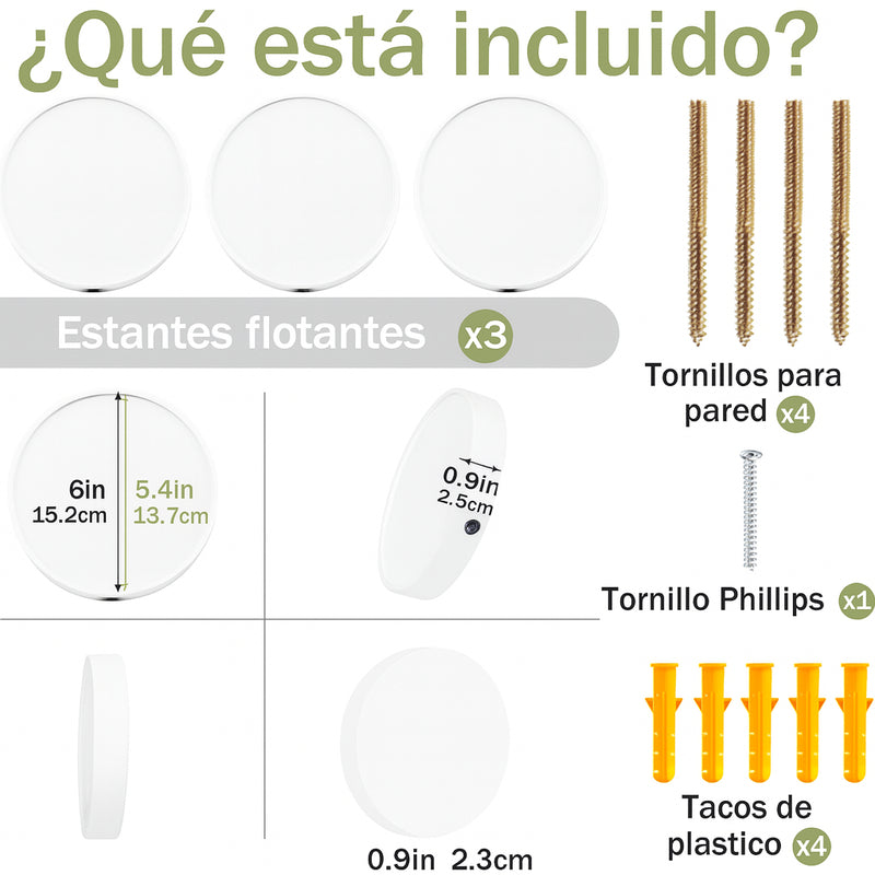 Estantes Flotantes Redondos
