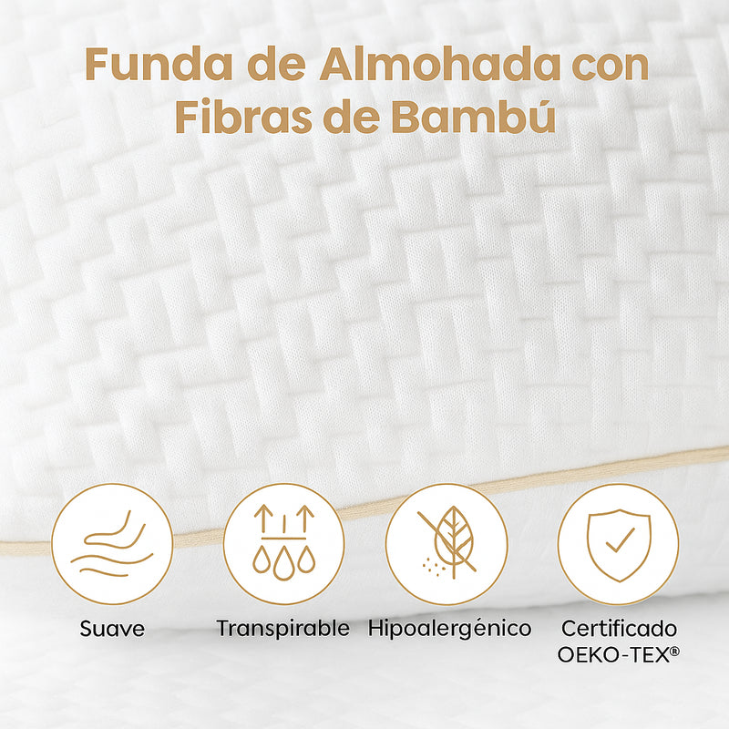 Juego 2 almohadas hipoalergénicas de fibra bambu