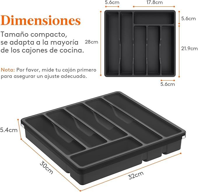 2*Organizador Cubiertos con Tapa 6 Compartimentos