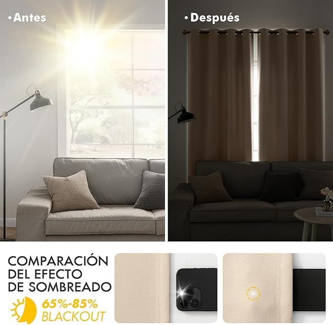Cortinas Opacas Beige 2*140x225cm