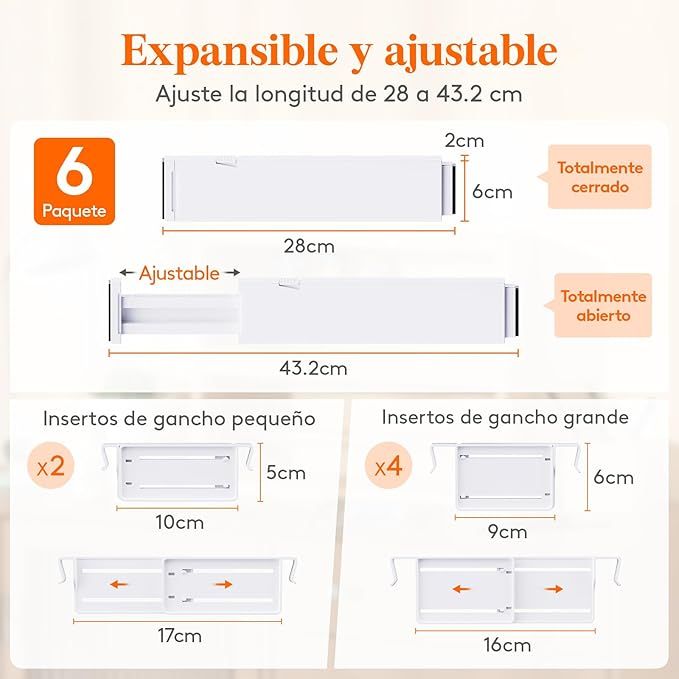 Pack 6 Separadores de Cajones Ajustables