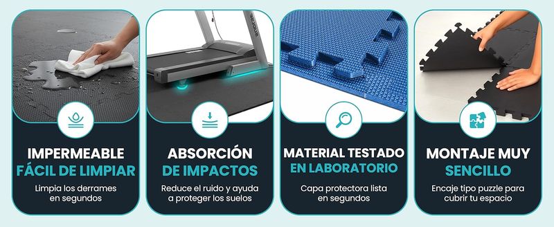 Alfombra Fitness Puzzle Negra