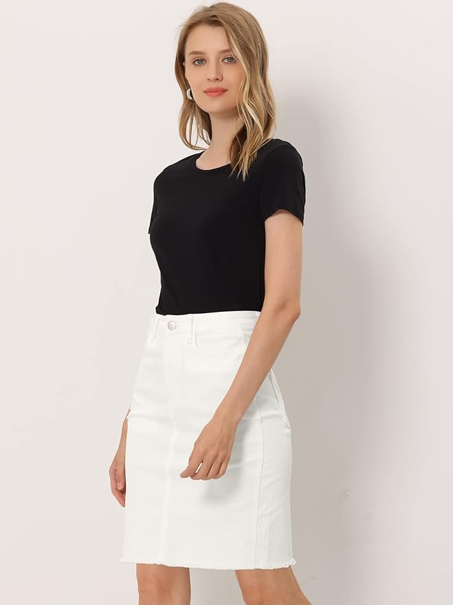 Falda Vaquera Midi Blanca Talla L