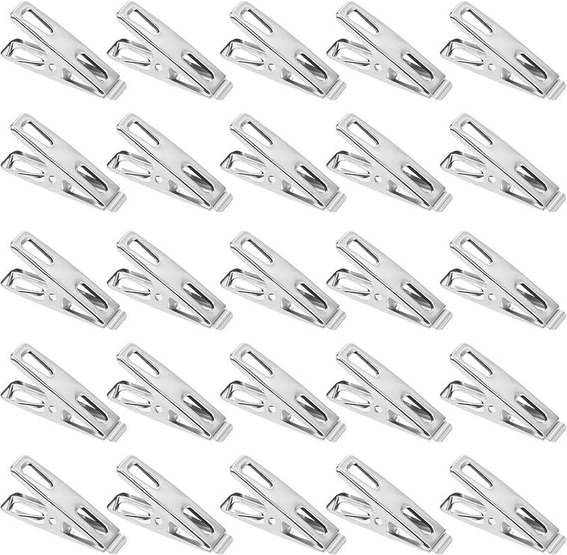 100 Pinzas Acero Inoxidable Lavandería